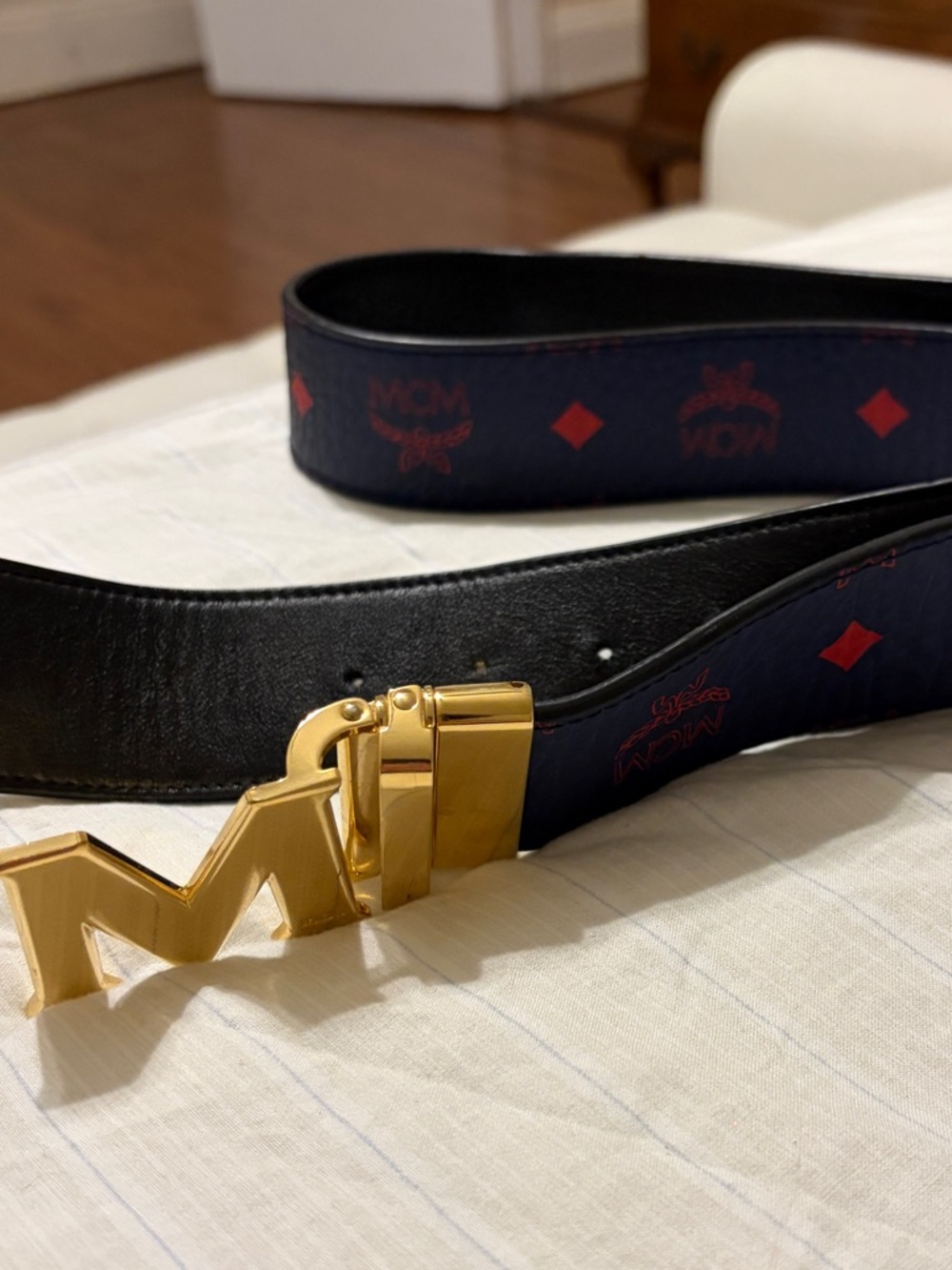 MCM Men’s Claus Reversible Belt Blue Red Size 32